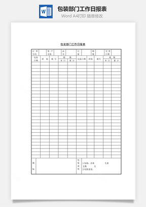 包装部门工作日报表Word模板