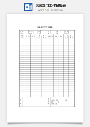 包装部门工作日报表Word文档