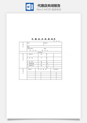 代理店关闭报告Word文档