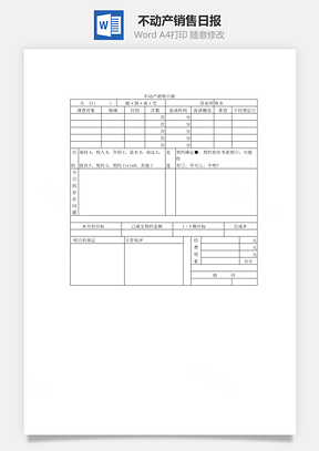 不动产销售日报Word模板