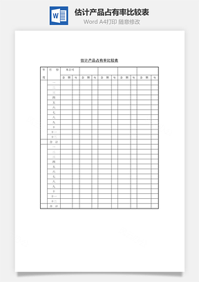 估计产品占有率比较表Word模板