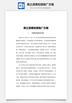 美之源果粒橙推广方案word文档