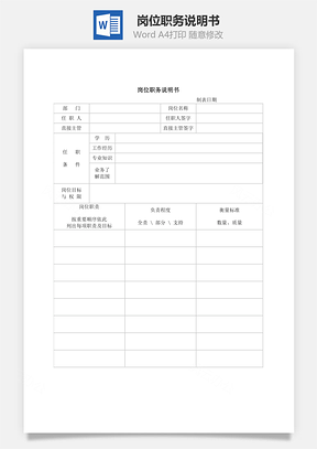 岗位职务说明书Word模板