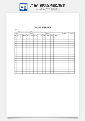 产品产销状况预测分析表Word模板
