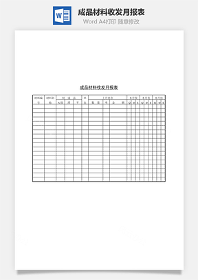 成品材料收发月报表Word文档