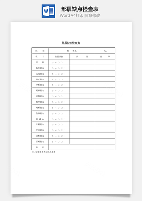 部属缺点检查表Word模板