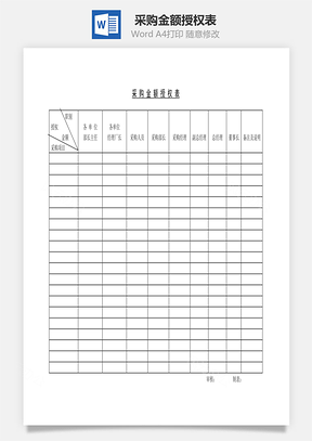 采购金额授权表Word模板