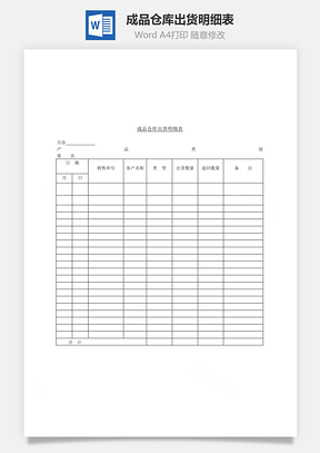 成品仓库出货明细表Word文档