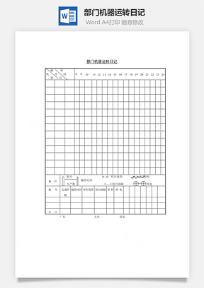 部门机器运转日记Word模板