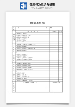 部属行为意识分析表Word文档