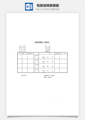 包装说明表Word文档