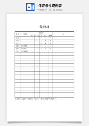 保证条件规定表Word模板