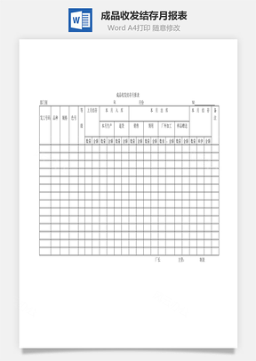 成品收发结存月报表Word文档