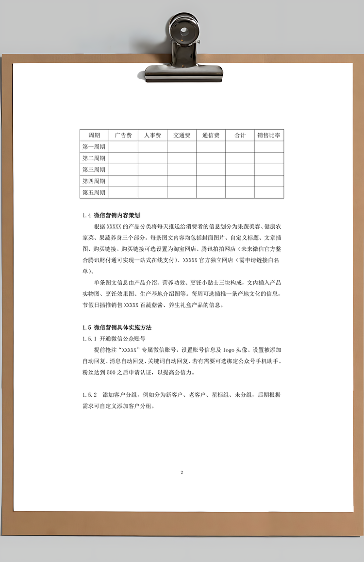 word微信营销策划方案Word模板