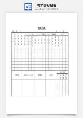 材料部月报表Word文档