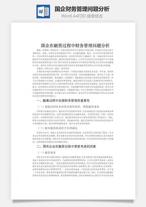 国企财务管理问题分析Word模板