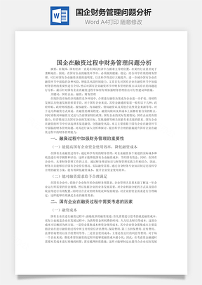 国企财务管理问题分析word文档