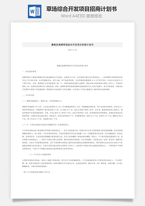 草场综合开发项目招商计划书Word模板