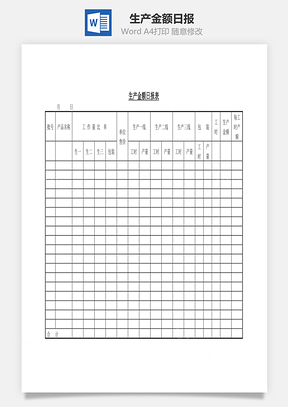 生产金额日报Word模板
