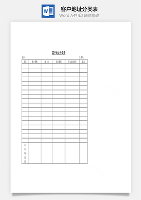 客户地址分类表Word模板
