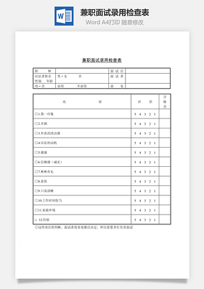 兼职面试录用检查表Word模板