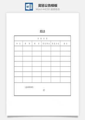 奖惩公告Word模板