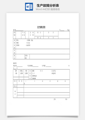 生产故障分析表Word模板