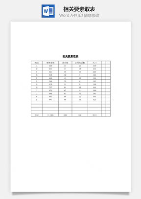 相关要素取表Word文档