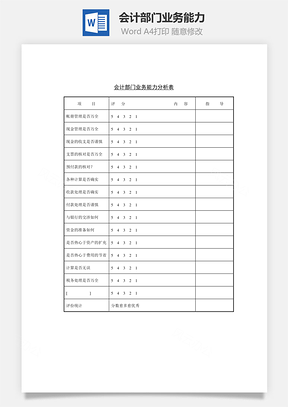 会计部门业务能力Word文档