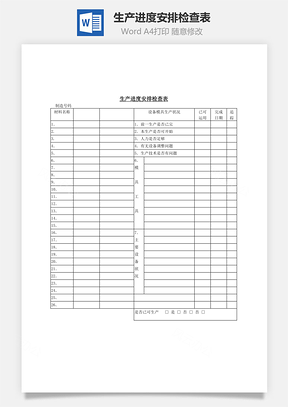 生产进度安排检查表Word模板