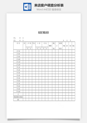 来店客户调查分析表Word模板