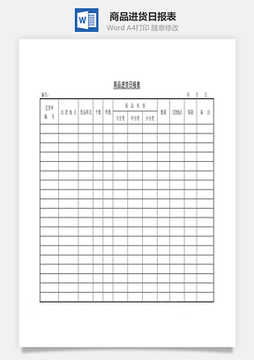 商品进货日报表Word文档