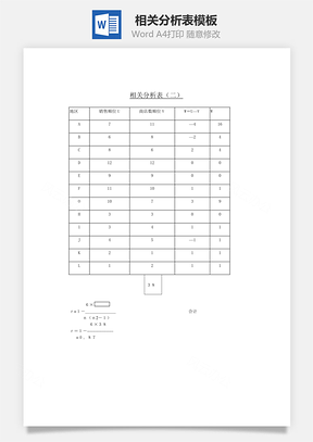 相关分析表Word文档