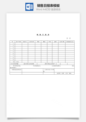 人事销售日报表Word模板