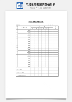 市场总需要量调查估计表Word文档