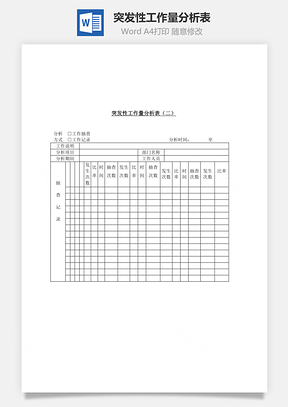 人事突发性工作量分析表Word模板