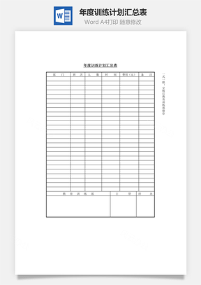 年度训练计划汇总表Word模板