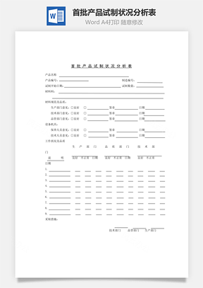 首批产品试制状况分析表Word模板
