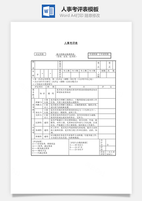 人力资源人事考评表Word模板