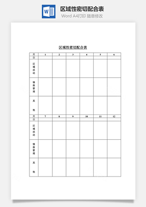 人事区域性密切配合表Word模板