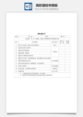 离职通知书Word模板