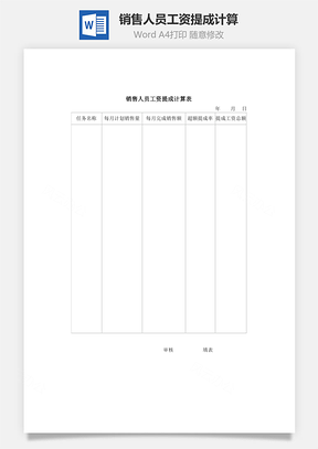 销售人员工资提成计算Word模板