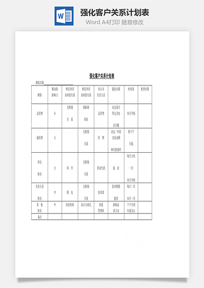 人事强化客户关系计划表Word模板