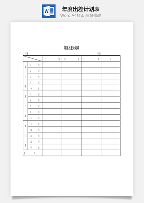 年度出差计划表Word文档