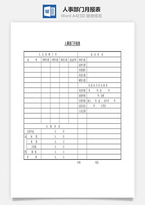 人事部门月报表Word模板