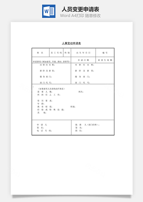 人员变更申请表Word模板
