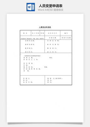 人员变更申请表Word文档