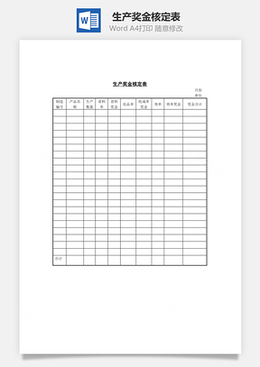 生产奖金核定表Word模板