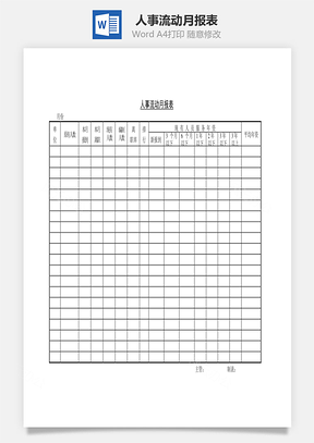 人力人事流动月报表Word模板