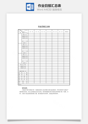 作业日报汇总表Word文档